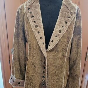 Women's Brown Jacket with Snap Button Detail